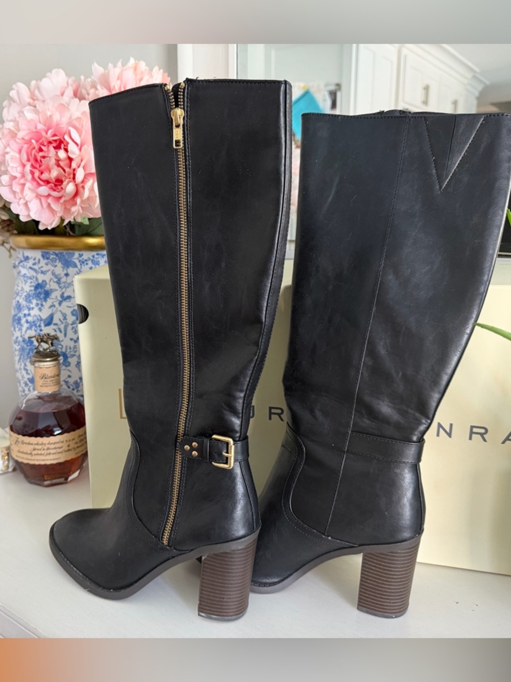 LC Lauren Conrad Classic Black Women's High Heel Boots NIB
